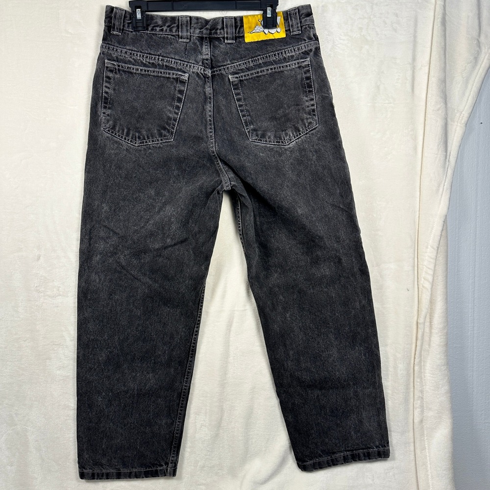 Polar Skate Co 93 Denim Mens 32 Silver Black Baggy Fit Straight Leg Jeans - Picture 2 of 6
